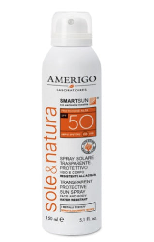 Amerigo Spray Solare Trasparente SPF 50 Viso e Corpo – 150 ml