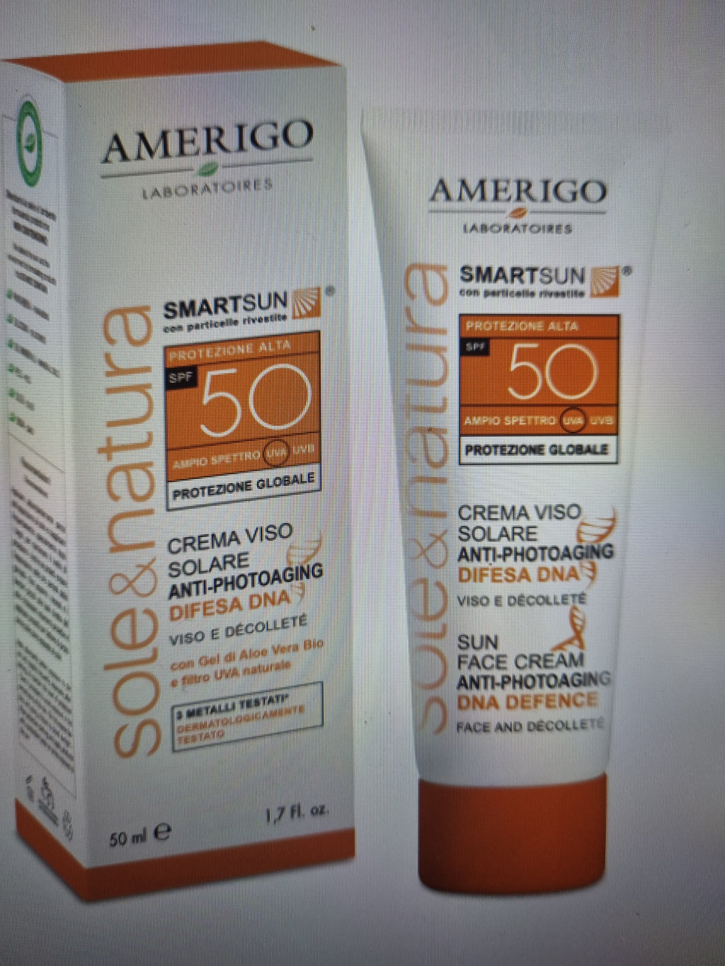Crema Viso solare Anti Photoaging per Viso e décolleté SPF 50