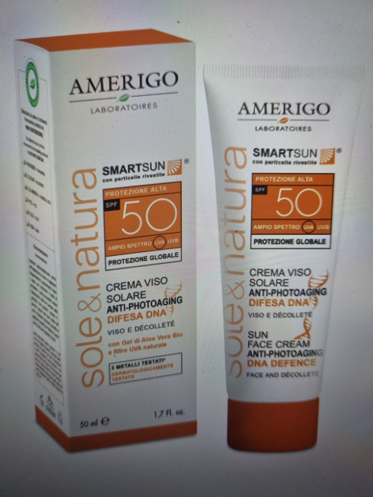 Crema Viso solare Anti Photoaging per Viso e décolleté SPF 50
